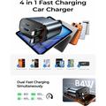 Lisen B104 4-in-1 -autolaturi, jossa on sisäänvedettävät USB-C- ja Lightning-kaapelit - 45W