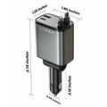 Lisen B104 4-in-1 -autolaturi, jossa on sisäänvedettävät USB-C- ja Lightning-kaapelit - 45W