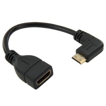 Mini HDMI - HDMI -kulmainen sovitinkaapeli - 15cm