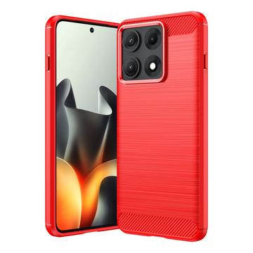Motorola Edge 70 Max/Lenovo Legion Y70 (2026) Harjattu TPU Suojakuori - Hiilikuitu - punainen