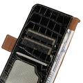 Motorola Edge 70 Max Crocodile Lompakkomallinen Nahkakotelo kanssa RFID - Musta