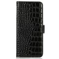 Motorola Edge 70 Max Crocodile Lompakkomallinen Nahkakotelo kanssa RFID - Musta