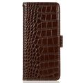 Motorola Edge 70 Max Crocodile Lompakkomallinen Nahkakotelo kanssa RFID - Ruskea