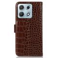 Motorola Edge 70 Max Crocodile Lompakkomallinen Nahkakotelo kanssa RFID - Ruskea