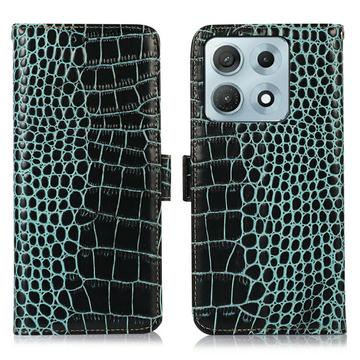 Motorola Edge 70 Max Crocodile Lompakkomallinen Nahkakotelo kanssa RFID - Vihreä