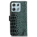 Motorola Edge 70 Max Crocodile Lompakkomallinen Nahkakotelo kanssa RFID - Vihreä