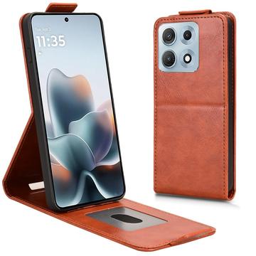 Motorola Edge 70 Max Pystysuuntainen läppäkotelo jalustalla - ruskea