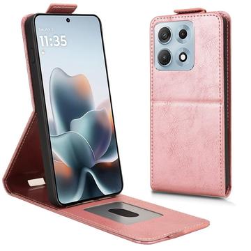 Motorola Edge 70 Max Pystysuuntainen läppäkotelo jalustalla - Ruusukulta