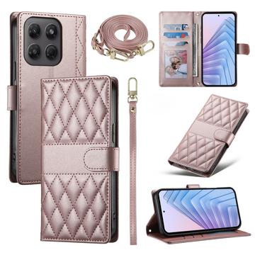 Motorola Edge 70 Pro Luxury tikattu lompakkokotelo - ruusukultainen