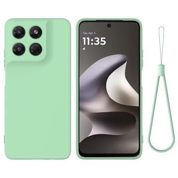 Motorola Moto G37/G37 Power/G47 Nestemäinen silikonikotelo käsihihnalla - Vihreä