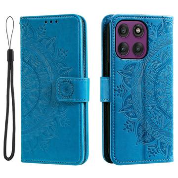 Motorola Moto G37 Power Mandala -lompakkokotelo rannehihnalla