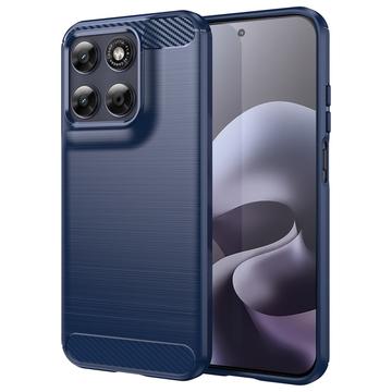 Motorola Moto G77/G67 Harjattu TPU Suojakuori - Hiilikuitu - sininen