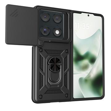 Motorola Razr Fold Pyörivä Rengashybridikotelo Kamerasuojalla - Musta