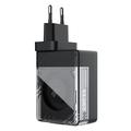 Nillkin Icecore 65W GaN-laturi, jossa on sisäänvedettävä USB-C-kaapeli - musta
