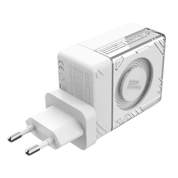 Nillkin Icecore 65W GaN-laturi, jossa on sisäänvedettävä USB-C-kaapeli - valkoinen