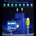 Nintendo Switch 2/Lite/OLED -yhteensopiva 60W:n PD-pikalaturi (USB-C) 2m:n johdolla - tummansininen