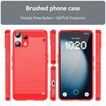 Nothing Phone (3a) Lite Harjattu TPU Suojakuori - Hiilikuitu - punainen