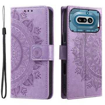 Nothing Phone (4a) Mandala -lompakkokotelo rannekkeella - violetti
