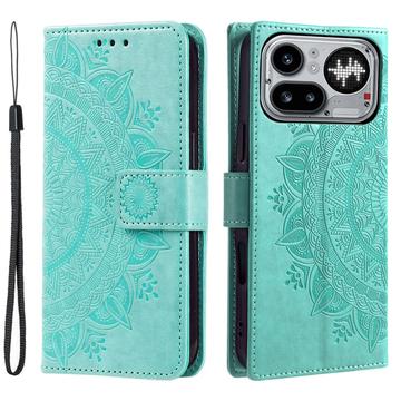 Nothing Phone (4a) Pro Mandala -lompakkokotelo rannekkeella - mintunvihreä