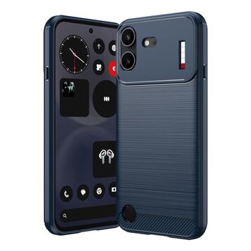 Nothing Phone (4b) Harjattu TPU Suojakuori - Hiilikuitu - sininen