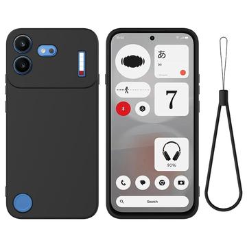 Nothing Phone (4b) Nestemäinen silikonikotelo käsihihnalla - Musta