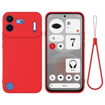 Nothing Phone (4b) Nestemäinen silikonikotelo käsihihnalla - Punainen