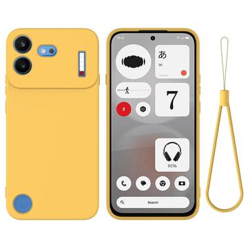 Nothing Phone (4b) Nestemäinen silikonikotelo käsihihnalla - Keltainen