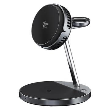 OJD-139 25W Qi 2.2 3-in-1 magneettinen langaton latausteline TEC-jäähdytyksellä - Avaruusharmaa