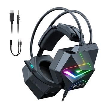 Onikuma X20 -pelikorvakuulokkeet - RGB, stereosurround-ääni, HD-mikrofoni - musta