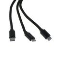 OTB 3-in-1-latauskaapeli - Lightning, USB-C, MicroUSB - 1m - musta