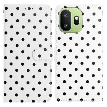 OnePlus 15T Lompakkokotelo Pilkullisella Kuosilla - Valkoinen