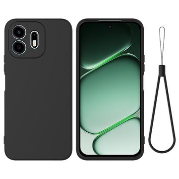 OnePlus N6 Nestemäinen silikonikotelo käsihihnalla - Musta
