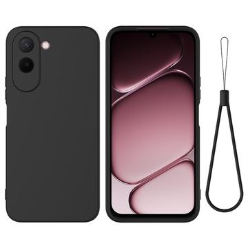 OnePlus N6x Nestemäinen silikonikotelo käsihihnalla - Musta