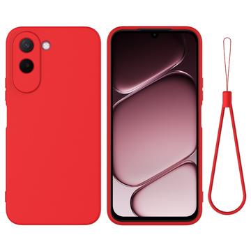 OnePlus N6x Nestemäinen silikonikotelo käsihihnalla - Punainen