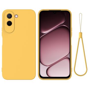 OnePlus N6x Nestemäinen silikonikotelo käsihihnalla - Keltainen