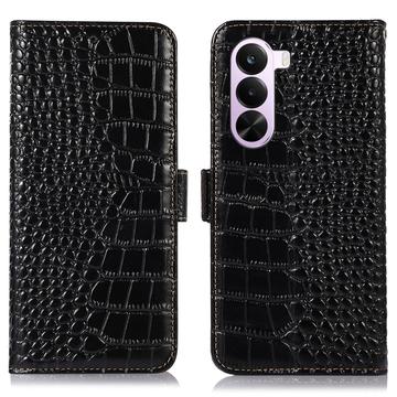 OnePlus Nord CE6 Lite/Realme P4x Crocodile Lompakkomallinen Nahkakotelo kanssa RFID