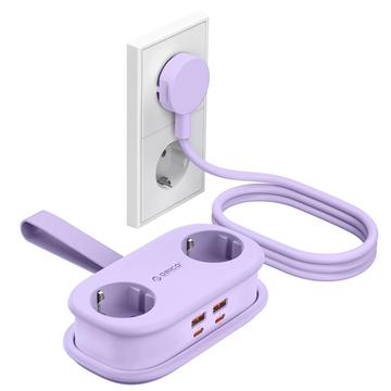Orico AP3 6-in-1 65W:n pistorasia - 2 x verkkovirta, 2 x USB-A, 2 x USB-C PD - violetti