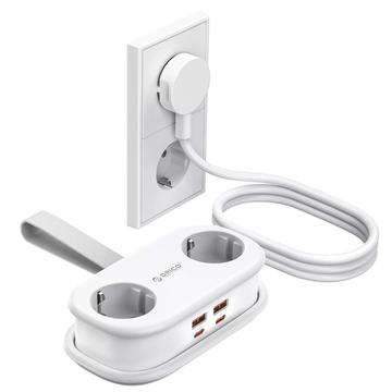Orico AP3 6-in-1 65 W:n pistorasia - 2 x verkkovirta, 2 x USB-A, 2 x USB-C PD - valkoinen