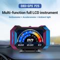 P25-monitoiminen auton HUD-näyttö (OBD2), GPS ja LCD-näyttö, nopeusmittari