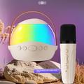 P9 Kannettava lasten karaoke Bluetooth-kaiutin, jossa on RGB ja 2 langatonta mikrofonia - Beige