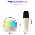 P9 Kannettava lasten karaoke Bluetooth-kaiutin, jossa on RGB ja 2 langatonta mikrofonia - Beige
