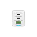Prio 65W GaN-laturi, PD 3.0, PPS, QC 3.0 – 2 x USB-C, USB-A – valkoinen