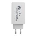 Prio 65W GaN-laturi, PD 3.0, PPS, QC 3.0 – 2 x USB-C, USB-A – valkoinen