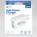 Prio 65W GaN-laturi, PD 3.0, PPS, QC 3.0 – 2 x USB-C, USB-A – valkoinen