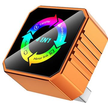 Q1BVS 4-in-1 Android Auto/CarPlay -sovitin, AirPlay- ja MirrorLink-tuella - oranssi