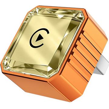 Q1BVS-timanttimuotoinen 4-in-1 langaton CarPlay/Android Auto -sovitin - oranssi / kultainen