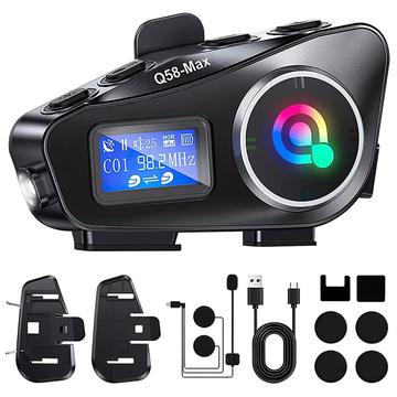 Q58Max-moottoripyöräkypärän Bluetooth-intercom-kuulokkeet FM-radiolla - kantama 500m