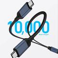 QGEEM CC0082 punottu USB-C-kaksois-USB-C-pikalatauskaapeli - 140W, 1.2m - musta