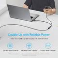 QGEEM CC0082 punottu USB-C-kaksois-USB-C-pikalatauskaapeli - 140W, 1.2m - musta
