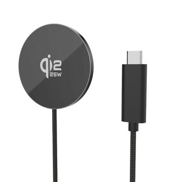 Qi2.2 25W MagSafe-laturi iPhone-, AirPods- ja Galaxy Buds -kuulokkeille - musta